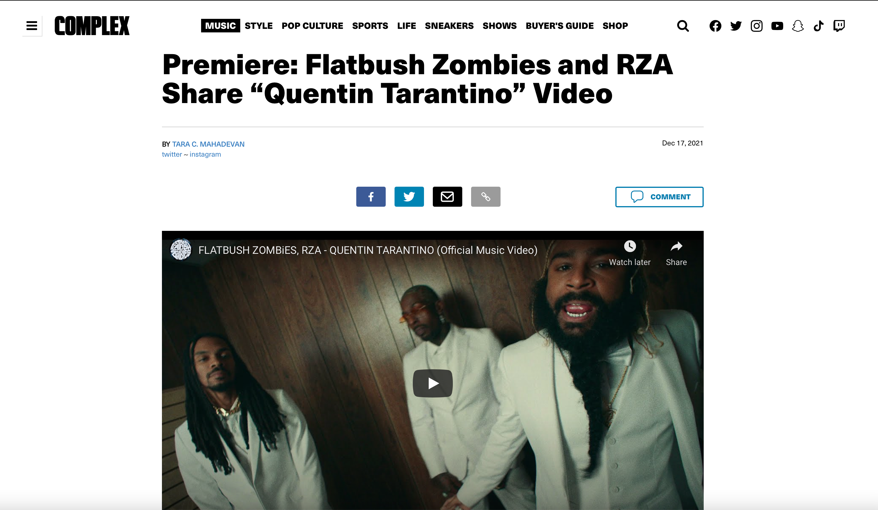 Complex Premiere: Flatbush Zombies And RZA Share "Quentin Tarantino" V ...